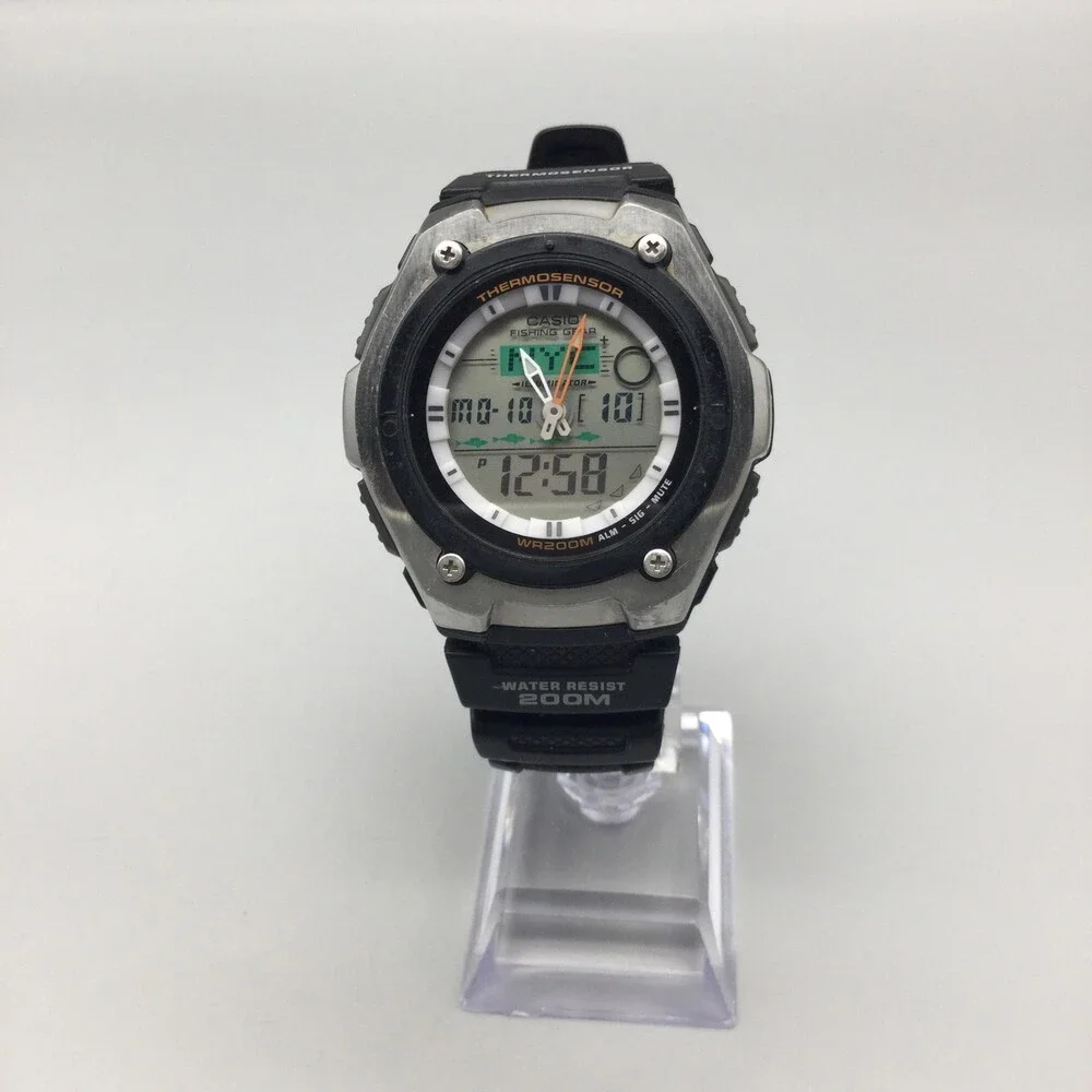 Casio 5056 AQW-101 Mens Watch 45mm Gray Ana-Digi Thermosensor 200M New Battery